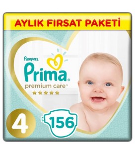 Prima Premium Care 4 Beden Bebek Bezi 156 Adet Maxi Aylık Fırsat Paketi
