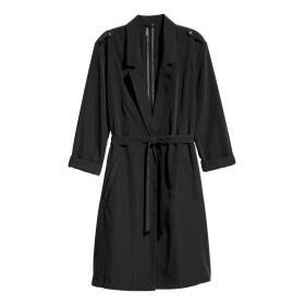 H&M Kadın Siyah İnce Trençkot 0555432001