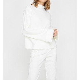 Koton Kadın Yüksek Yaka Sweatshirt Ekru 0KAK13874EK001