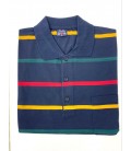 Color Colucci Erkek Örme Polo Yaka Tişört Lacivert Sarı Çizgili