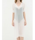 Koton V Yaka Transparan Elbise - Beyaz 6YAK88451GW000