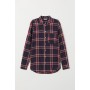 H&M Kareli Kadın Gömlek 0626816001 Bordo Lacivert