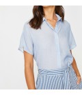 Koton Kadın Klasik Yaka Gömlek Lacivert Çizgili 8YAK62165CW55M