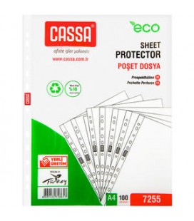 Cassa A4 Eco Delikli Şeffaf Poşet Dosya 100'lü Paket
