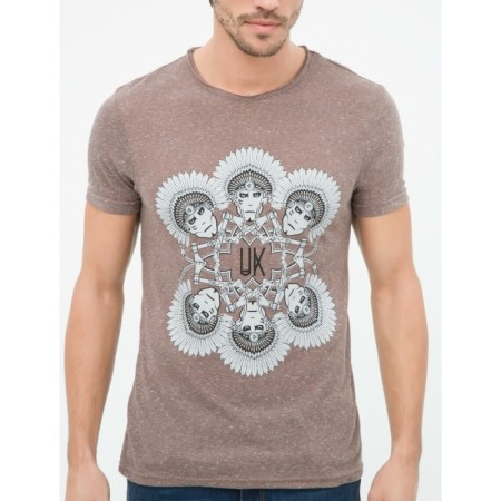 Koton Erkek Grafik Baskılı T-Shirt - Taba 6KAM11658LK05H