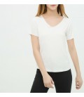 Koton Kadın Oyuk Yaka T-Shirt - Beyaz 6YAL11079JK001
