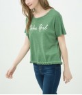 Koton Kadın Baskılı T-Shirt - Yeşil 6KAL11077JK755