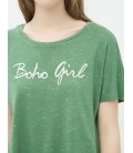 Koton Kadın Baskılı T-Shirt - Yeşil 6KAL11077JK755
