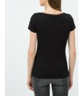Koton Kadın Oyuk Yaka T-Shirt - Siyah 6KAK12820YK999