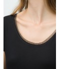 Koton Kadın Oyuk Yaka T-Shirt - Siyah 6KAK12820YK999