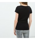 Koton Kadın Oyuk Yaka T-Shirt - Siyah 6KTK12085SK999