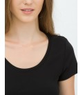 Koton Kadın Oyuk Yaka T-Shirt - Siyah 6KTK12085SK999
