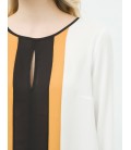Koton Kadın Renk Bloklu Bluz - Beyaz 6YAK63812EW001