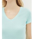 Koton Kadın V Yaka T-Shirt - Nane Yeşili 7YTK12951SK660