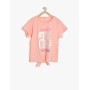 Koton Kız Çocuk Baskılı T-Shirt Mercan 7YKG17704AK402