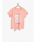 Koton Kız Çocuk Baskılı T-Shirt Mercan 7YKG17704AK402