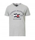 Tommy Hilfiger Organic Cotton Logo Detaylı Erkek Gri Tişört MW0MW13349P92