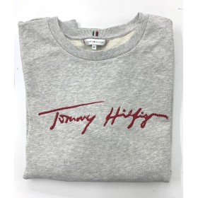 Tommy Hilfiger Kadın Taş Detaylı Gri Sweatshirt WW0WW28365