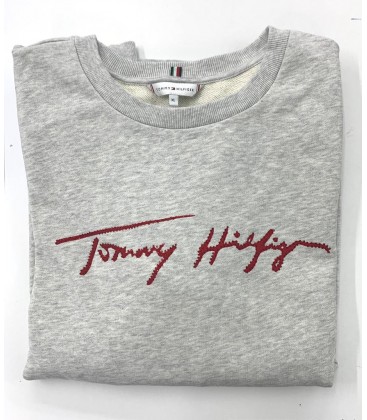 Tommy Hilfiger Kadın Taş Detaylı Gri Sweatshirt WW0WW28365