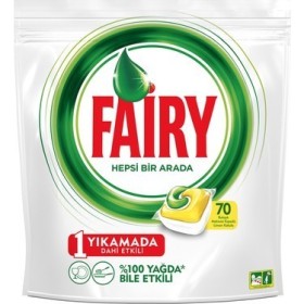 Fairy Hepsi Bir Arada 70 Yıkama Bulaşık Makinesi Deterjanı Kapsülü Limon Kokulu