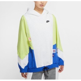Nike Sportswear Kadın Beyaz-Yeşil Kapüşonlu Sweatshirt CJ2029 - 051