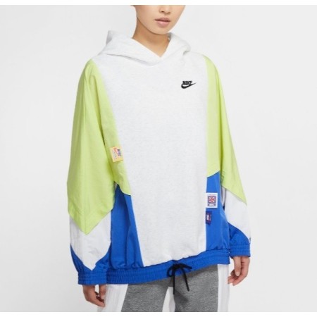 Nike Sportswear Kadın Beyaz-Yeşil Kapüşonlu Sweatshirt CJ2029 - 051