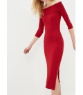 Koton Kadın Yırtmaç Detaylı Elbise - Kırmızı 7KAK83947EK401