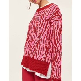 Trendyolmilla Kırmızı Zebra Desenli Triko Kazak TCLAW19ZA0011