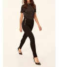 Trendyolmilla  Straight-Leg Pants Siyah Fermuar Detaylı Örme Pantolon TCLAW19VG0062