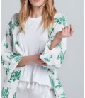 İpekyol Kadın Beyaz Yeşil Baskılı Kimono IS1170005066
