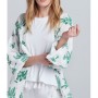 İpekyol Kadın Beyaz Yeşil Baskılı Kimono IS1170005066