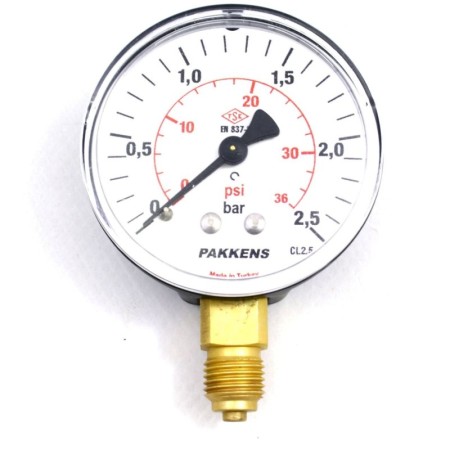 Pakkens 0-2.5 Bar 63 mm Alttan Bağlantılı Kuru Manometre G 1/4 inç