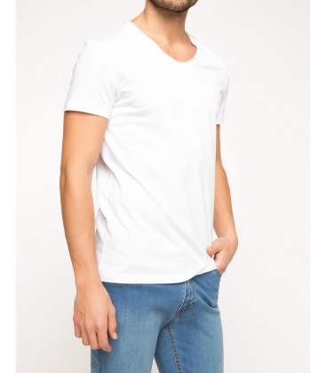 Defacto Erkek Beyaz Basic V Yaka T-shirt G5715AZ