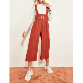 Trendyolmilla  Kiremit Kemerli İnce Fitilli Kadife Tulum TCLSS19ST0019