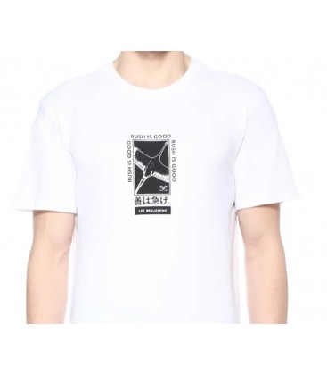 Les Benjamins Crane In Rush Beyaz Bisiklet Yaka Baskılı T-shirt