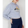 Eka Kadın Gri Renkli Power Girl Baskılı Kapişonlu Sweatshirt