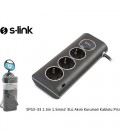 S-Link SPGX-33 1.5m 3Lü Çocuk Korumalı 1.5mm2 Tam Bakır Kablolu Grup Priz