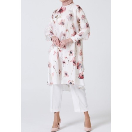 Armine Çiçek Desenli Tunik Toz Pembe 9y4803 K19YA4803001