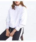 Xint Kadın Dik Yaka Pamuklu Rahat Kesim Beyaz Sweatshirt 400258