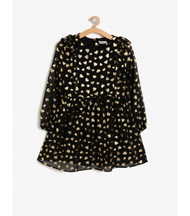 Koton Kız Çocuk Desenli Elbise - Siyah 9KKG87624OW01V