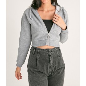 Fullamoda Fermuarlı Kısa Sweatshirt