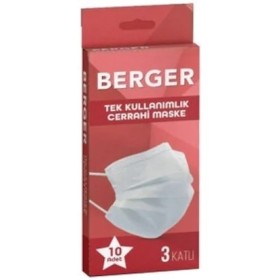 Berger Cerrahi Maske 3 Katlı Meltblown Filtrasyonlu 10 Adet