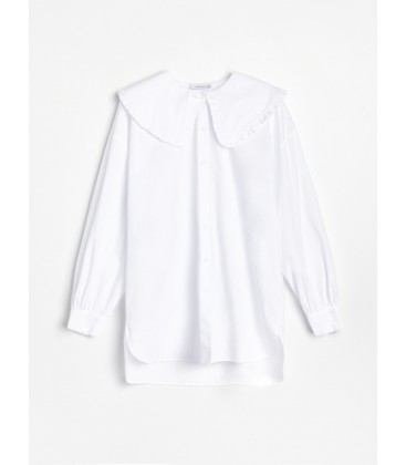 Reserved Kadın Yuvarlak Yakalı Pamuklu Beyaz Gömlek 0604C-00X
