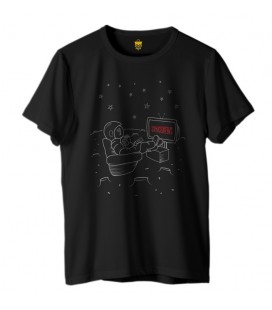 Zhoppers Astronaut Watching SpaceNews Siyah Özel Tasarım Tişört