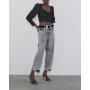 Zara Poplin Crop Top Siyah Sweatshirt 3564/171