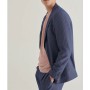 Avva Erkek Koyu Mavi Kurtağzı Yaka Çizgili Seersucker Slim Fit Torba Cepli Lightweiht Ceket A11y4000