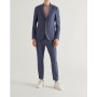 Avva Erkek Koyu Mavi Kurtağzı Yaka Çizgili Seersucker Slim Fit Torba Cepli Lightweiht Ceket A11y4000