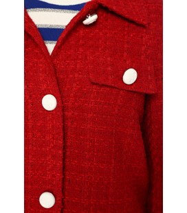NetWork Slim Fit Kırmızı Tweed Kadın Ceket 1074569