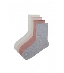 Penti Pembe - Çok Renkli Simple 4'lü Soket Çorap