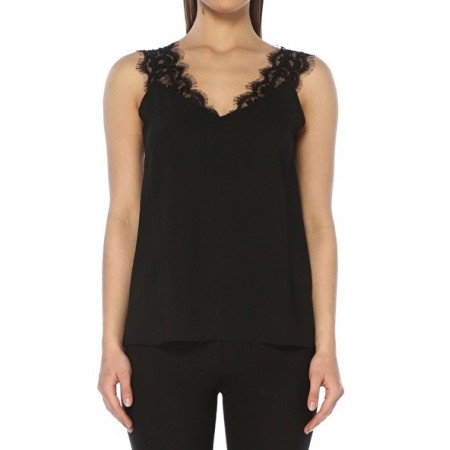 Network Regular Fit Siyah Dantel Detaylı Bluz 1073291